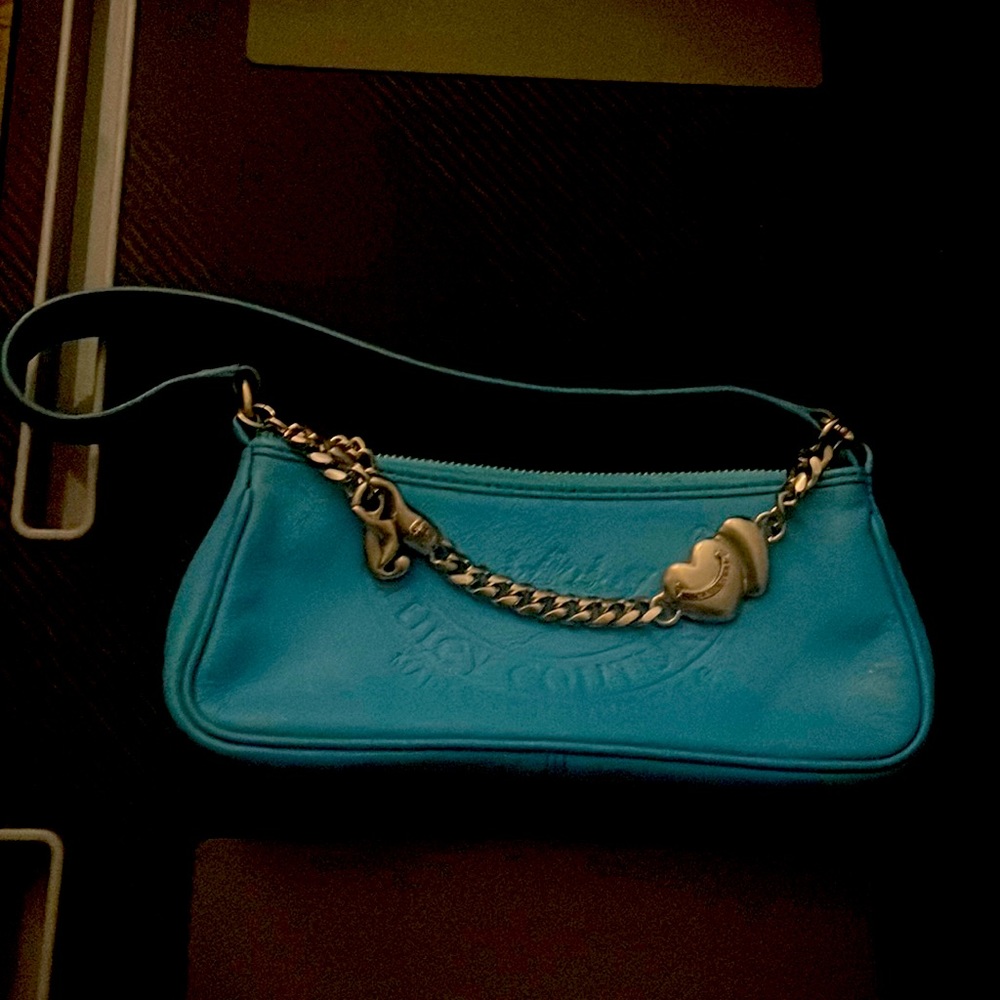 Juicy Sky Blue Leather Baguette Charm Bag *Vintage*